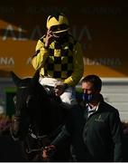 30 April 2021; Jockey Paul Townend celebrates on Gaillard Du Mesnil after winning the Alanna Homes Champion Novice Hurdle during day four of the Punchestown Festival at Punchestown Racecourse in Kildare. Photo by Harry Murphy/Sportsfile