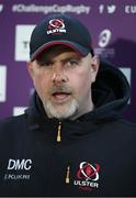 30 April 2021; Ulster head coach Dan McFarland is interviewed before the Heineken Challenge Cup semi-final match between Leicester Tigers and Ulster at Welford Road in Leicester, England. Photo by Matt Impey/Sportsfile