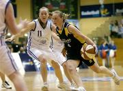 1 February 2004; Michelle Aspell, University of Limerick, in action against jennifer Maher, Bausch and Lomb Wildcats. ESB National Cup 2004, Senior Women's Final, University of Limerick v Bausch and Lomb Wildcats, The ESB Arena, Tallaght, Dublin. Picture credit; Brendan Moran / SPORTSFILE *EDI*