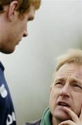 10 February 2004; Irish coach Eddie O'Sullivan talks with new Irish captain Paul O'Connell during squad training. Irish Rugby squad training, Naas Rugby Club, Naas, Co. Kildare. Picture credit; Matt Browne / SPORTSFILE *EDI*