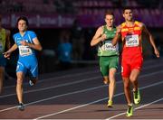 11 July 2013; Team Ireland's Dara Kervick on his way to finishing 5th in the men's 400m alongside Italy's Michele Tricca, left, who finished in 4th and Spain's Samuel García, right, who finished in 3rd. European Athletics U23 Championships, Tampere, Finland. Photo by Sportsfile