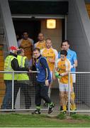 29 June 2013; Antrim captain Kevin O'Boyle leads his team out before the game. GAA Football All-Ireland Senior Championship, Round 1, Louth v Antrim, County Grounds, Drogheda, Co. Louth. Picture credit: Dáire Brennan / SPORTSFILE