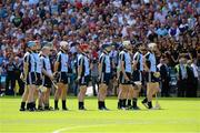 7 July 2013; The Dublin team stand together during the National Anthem. Leinster GAA Hurling Senior Championship Final, Galway v Dublin, Croke Park, Dublin. Picture credit: Ray McManus / SPORTSFILE