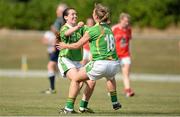 13 July 2013; Sarah Houlihan, left, and Amanda Brosnan, Kerry, celebrate at the final whistle after victory over Cork. TG4 Ladies Football Munster Senior Championship Final, Kerry v Cork, Castletownroche, Cork. Picture credit: Diarmuid Greene / SPORTSFILE