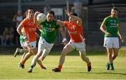 13 July 2013; Darren Sweeney, Leitrim, in action against Aiden Forker, Armagh. GAA Football All-Ireland Senior Championship, Round 2, Leitrim v Armagh, Pairc Sean Mac Diarmada, Carrick-on-Shannon, Co. Leitrim. Picture credit: Oliver McVeigh / SPORTSFILE
