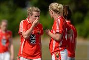 13 July 2013; Cork's Briege Corkery, left, and Deirdre O'Reilly show their disappointment after defeat to Kerry. TG4 Ladies Football Munster Senior Championship Final, Kerry v Cork, Castletownroche, Cork. Picture credit: Diarmuid Greene / SPORTSFILE