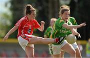 13 July 2013; Orlagh Farmer, Cork, in action against Aoife Lyonsy, Kerry. TG4 Ladies Football Munster Senior Championship Final, Kerry v Cork, Castletownroche, Cork. Picture credit: Diarmuid Greene / SPORTSFILE