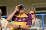 13 July 2013; A Wexford supporter shades his eyes from the early evening sun during the game. GAA Football All-Ireland Senior Championship, Round 2, Longford v Wexford, Glennon Brothers Pearse Park, Longford. Picture credit: Matt Browne / SPORTSFILE