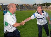 13 July 2013; Fermanagh manager Peter Canavan shakes hands with Cavan manager Terry Hyland after the game. GAA Football All-Ireland Senior Championship, Round 2, Cavan v Fermanagh, Kingspan Breffni Park, Cavan. Picture credit: Dáire Brennan / SPORTSFILE