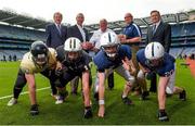 14 July 2013; Croke Park and the GAA today officially announced details of the 2014 “Croke Park Classic” which will see University of Central Florida face Penn State University in their 2014 Season opener in GAA HQ on the 30th August 2014. Pictured at the announcement is Todd Stansbury, Director of Athletics, UCF, second from left, George O’Leary, UCF Coach, centre, David Joyner, Director of Athletics, Penn State, with Ard Stiúrthóir of the GAA Páraic Duffy, left, and Peter McKenna, Commercial Director of the GAA and Stadium Director of Croke Park, right. A limited number of tickets, end zone, were released for sale today, 14th July from Ticketmaster.ie & tickets.ie. For further information, check out www.crokeparkclassic.ie. Croke Park, Dublin. Picture credit: Brian Lawless / SPORTSFILE
