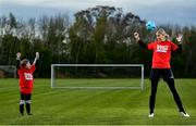 3 May 2021; Rian Harrison, age 9, from Dundrum, Co Dublin with Republic of Ireland WNT and Peamount United player Stephanie Roche at Peamount United in Dublin. Photo by David Fitzgerald/Sportsfile