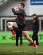 30 April 2021; Jacob Stockdale of Ulster warms-up before the Heineken Challenge Cup semi-final match between Leicester Tigers and Ulster at Welford Road in Leicester, England. Photo by Matt Impey/Sportsfile