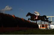 30 April 2021; El Barra, with Sean O'Keeffe up, jumps the last on their way to winning the SalesSense International Novice Hurdle during day four of the Punchestown Festival at Punchestown Racecourse in Kildare. Photo by Harry Murphy/Sportsfile