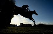 30 April 2021; El Barra, with Sean O'Keeffe up, jumps the last on their way to winning the SalesSense International Novice Hurdle during day four of the Punchestown Festival at Punchestown Racecourse in Kildare. Photo by Harry Murphy/Sportsfile