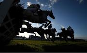 30 April 2021; A general view as runners and riders jump the last, first time round during the SalesSense International Novice Hurdle during day four of the Punchestown Festival at Punchestown Racecourse in Kildare. Photo by Harry Murphy/Sportsfile