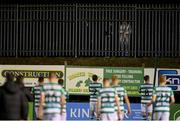 30 April 2021; Shamrock Rovers applaud supporters outside the ground following their side's victory in the SSE Airtricity League Premier Division match between Finn Harps and Shamrock Rovers at Finn Park in Ballybofey, Donegal. Photo by Stephen McCarthy/Sportsfile