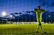 30 April 2021; Finn Harps goalkeeper Mark Anthony McGinley following his side's defeat in the SSE Airtricity League Premier Division match between Finn Harps and Shamrock Rovers at Finn Park in Ballybofey, Donegal. Photo by Stephen McCarthy/Sportsfile