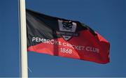 1 May 2021; The Prmbroke Cricket Club flag flies in the wind before the Inter-Provincial Cup 2021 match between Leinster Lightning and North West Warriors at Pembroke Cricket Club in Dublin. Photo by Brendan Moran/Sportsfile