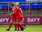 1 May 2021; Noelle Murray of Shelbourne celebrates after scoring her side's second goal during the SSE Airtricity Women's National League match between Shelbourne and DLR Waves at Tolka Park in Dublin. Photo by Eóin Noonan/Sportsfile
