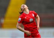 1 May 2021; Emily Whelan of Shelbourne reacts after a missed goal opportunity during the SSE Airtricity Women's National League match between Shelbourne and DLR Waves at Tolka Park in Dublin. Photo by Eóin Noonan/Sportsfile