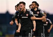 30 April 2021; Cameron McJannet of Derry City, left, celebrates with team-mate Daniel Lafferty, right, after scoring their side's first goal during the SSE Airtricity League Premier Division match between Bohemians and Derry City at Dalymount Park in Dublin. Photo by Seb Daly/Sportsfile