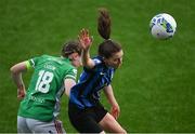 1 May 2021; Becky Cassin of Cork City in action against Kellie Brennan of Athlone Town during the SSE Airtricity Women's National League match between Athlone Town and Cork City at Athlone Town Stadium in Athlone, Westmeath. Photo by Ramsey Cardy/Sportsfile