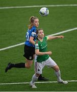 1 May 2021; Becky Cassin of Cork City in action against Emily Corbet of Athlone Town during the SSE Airtricity Women's National League match between Athlone Town and Cork City at Athlone Town Stadium in Athlone, Westmeath. Photo by Ramsey Cardy/Sportsfile