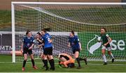 1 May 2021; Melissa O'Kane, second left, of Athlone Town celebrates with teammates after scoring her side's second goal during the SSE Airtricity Women's National League match between Athlone Town and Cork City at Athlone Town Stadium in Athlone, Westmeath. Photo by Ramsey Cardy/Sportsfile