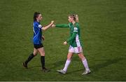 1 May 2021; Róisín Molloy of Athlone Town and Éabha O’Mahony of Cork City following their draw in the SSE Airtricity Women's National League match between Athlone Town and Cork City at Athlone Town Stadium in Athlone, Westmeath. Photo by Ramsey Cardy/Sportsfile