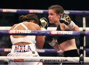 1 May 2021; Katie Taylor, right, in action against Natasha Jonas during their WBC, WBA, IBF and WBO female lightweight title fight  at the Manchester Arena in Manchester, England. Photo by Mark Robinson / Matchroom Boxing via Sportsfile