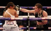 1 May 2021; Katie Taylor, right, and Natasha Jonas during their WBC, WBA, IBF and WBO female lightweight title fight at the Manchester Arena in Manchester, England. Photo by Mark Robinson / Matchroom Boxing via Sportsfile