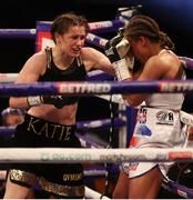 1 May 2021; Katie Taylor, left, and Natasha Jonas during their WBC, WBA, IBF and WBO female lightweight title fight at the Manchester Arena in Manchester, England. Photo by Mark Robinson / Matchroom Boxing via Sportsfile