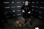 1 May 2021; Katie Taylor with her belts after defeating Natasha Jonas in their WBC, WBA, IBF and WBO female lightweight title fight at the Manchester Arena in Manchester, England. Photo by Dave Thompson / Matchroom Boxing via Sportsfile