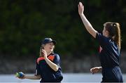 2 May 2021; Alana Dalzell, left, and Kate McEvoy of Scorchers warm-up before the Arachas Super 50 Cup 2021 match between Typhoons and Scorchers at Pembroke Cricket Club in Dublin. Photo by Seb Daly/Sportsfile