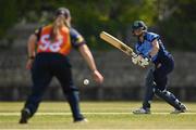 2 May 2021; Rachel Delaney of Typhoons plays a shot, that is fielded by Anna Kerrison of Scorchers, left, during the Arachas Super 50 Cup 2021 match between Typhoons and Scorchers at Pembroke Cricket Club in Dublin. Photo by Seb Daly/Sportsfile