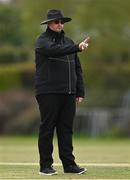 2 May 2021; Umpire Steve Woods signals a boundary during the Arachas Super 50 Cup 2021 match between Typhoons and Scorchers at Pembroke Cricket Club in Dublin. Photo by Seb Daly/Sportsfile