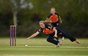 2 May 2021; Leah Paul of Scorchers attempts to field the ball during the Arachas Super 50 Cup 2021 match between Typhoons and Scorchers at Pembroke Cricket Club in Dublin. Photo by Seb Daly/Sportsfile