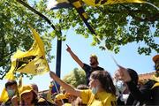 2 May 2021; La Rochelle supporters outside the stadium before the Heineken Champions Cup semi-final match between La Rochelle and Leinster at Stade Marcel Deflandre in La Rochelle, France. Photo by Julien Poupart/Sportsfile