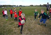 2 May 2021; Alfie Jones, son of former Munster, Leinster and Ireland player Felix Jones, during Seapoint Minis rugby training at Seapoint RFC in Dublin. Photo by Ramsey Cardy/Sportsfile