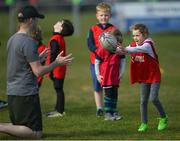 2 May 2021; Livia Cowzer during Seapoint Minis rugby training at Seapoint RFC in Dublin. Photo by Ramsey Cardy/Sportsfile