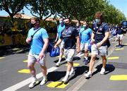 2 May 2021; Leinster players, from left, Tadhg Furlong, James Ryan, Rónan Kelleher, Ed Byrne and Josh van der Flier arrive before the Heineken Champions Cup semi-final match between La Rochelle and Leinster at Stade Marcel Deflandre in La Rochelle, France. Photo by Julien Poupart/Sportsfile