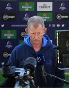 2 May 2021; Leinster head coach Leo Cullen is interviewed by television before the Heineken Champions Cup semi-final match between La Rochelle and Leinster at Stade Marcel Deflandre in La Rochelle, France. Photo by Julien Poupart/Sportsfile
