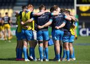 2 May 2021; The Leinster backs huddle before the Heineken Champions Cup semi-final match between La Rochelle and Leinster at Stade Marcel Deflandre in La Rochelle, France. Photo by Julien Poupart/Sportsfile