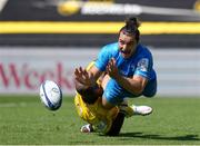 2 May 2021; James Lowe of Leinster is tackled during the Heineken Champions Cup semi-final match between La Rochelle and Leinster at Stade Marcel Deflandre in La Rochelle, France. Photo by Julien Poupart/Sportsfile