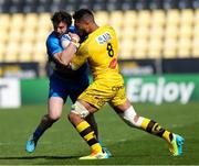 2 May 2021; Robbie Henshaw of Leinster is tackled by Victor Vito of La Rochelle during the Heineken Champions Cup semi-final match between La Rochelle and Leinster at Stade Marcel Deflandre in La Rochelle, France. Photo by Julien Poupart/Sportsfile