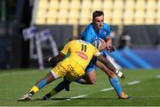 2 May 2021; Rónan Kelleher of Leinster is tackled by Raymond Rhule of La Rochelle during the Heineken Champions Cup semi-final match between La Rochelle and Leinster at Stade Marcel Deflandre in La Rochelle, France. Photo by Julien Poupart/Sportsfile