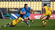 2 May 2021; Rónan Kelleher of Leinster is tackled by Raymond Rhule of La Rochelle during the Heineken Champions Cup semi-final match between La Rochelle and Leinster at Stade Marcel Deflandre in La Rochelle, France. Photo by Julien Poupart/Sportsfile