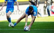 2 May 2021; Ross Byrne of Leinster scores his side's second try during the Heineken Champions Cup semi-final match between La Rochelle and Leinster at Stade Marcel Deflandre in La Rochelle, France. Photo by Julien Poupart/Sportsfile