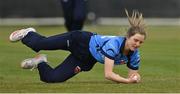 2 May 2021; Georgina Dempsey of Typhoons catches Gaby Lewis of Scorchers during the Arachas Super 50 Cup 2021 match between Typhoons and Scorchers at Pembroke Cricket Club in Dublin. Photo by Seb Daly/Sportsfile