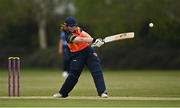 2 May 2021; Jenny Sparrow of Scorchers plays a shot to score her side's winning runs during the Arachas Super 50 Cup 2021 match between Typhoons and Scorchers at Pembroke Cricket Club in Dublin. Photo by Seb Daly/Sportsfile